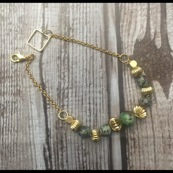 14KGP ruby zoisite bracelet - Picture 4 of 4